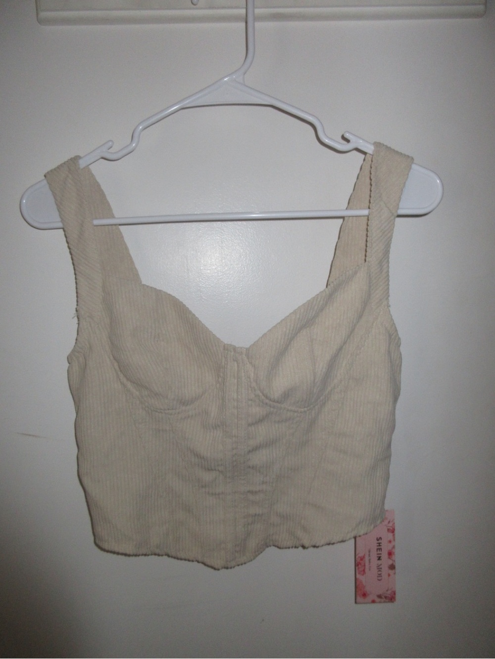 SHEIN Cream Ribbed Crop Top